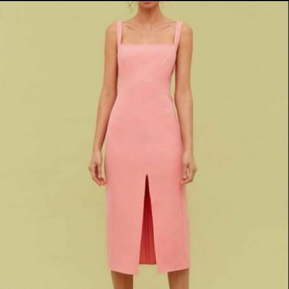 New C/MEO Consumed Split-Front Pink Midi Dress L 8 - Picture 1 of 15